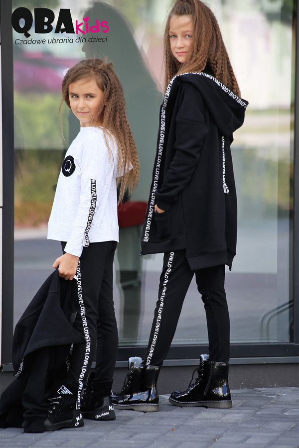 czarna rozpinana bluza z kapturem dla dziewczynki qba kids