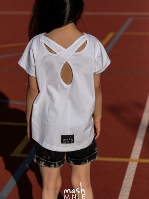 Biała bluzka z krótkim rękawem dla dziewczynk